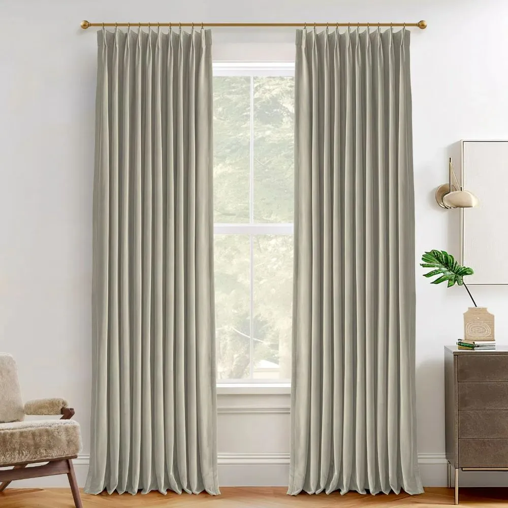 Vol Velvet Blackout Curtains Luxury Luster Custom Drapes Steel Gray | Pleated