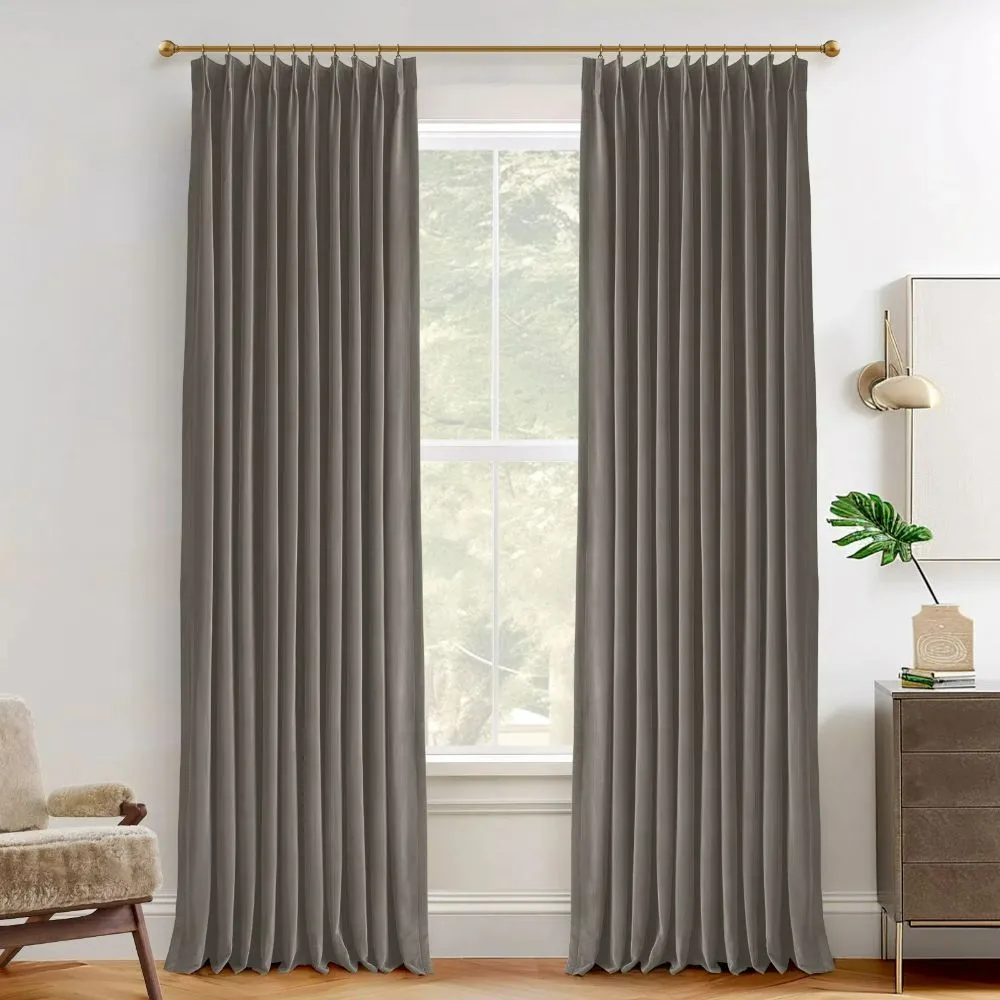 Vol Velvet Blackout Curtains Luxury Luster Custom Drapes Steel Gray | Pleated