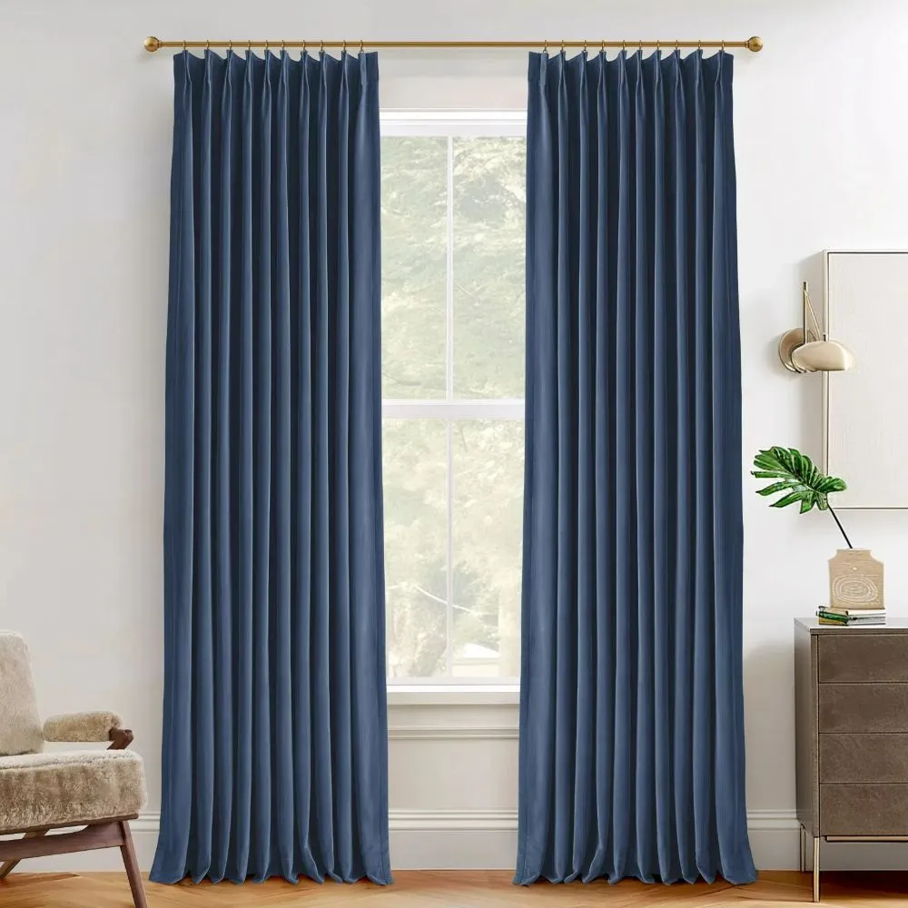 Vol Velvet Blackout Curtains Luxury Luster Custom Drapes Steel Gray | Pleated