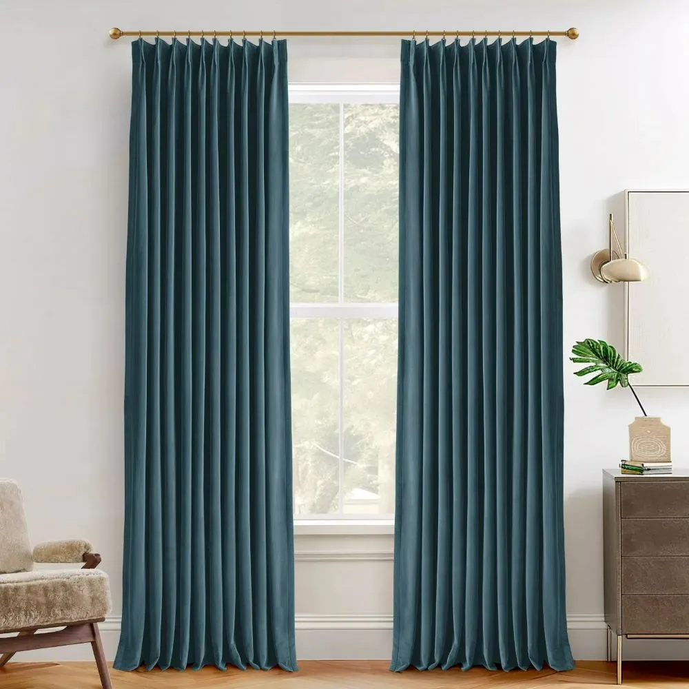 Vol Velvet Blackout Curtains Luxury Luster Custom Drapes Steel Gray | Pleated