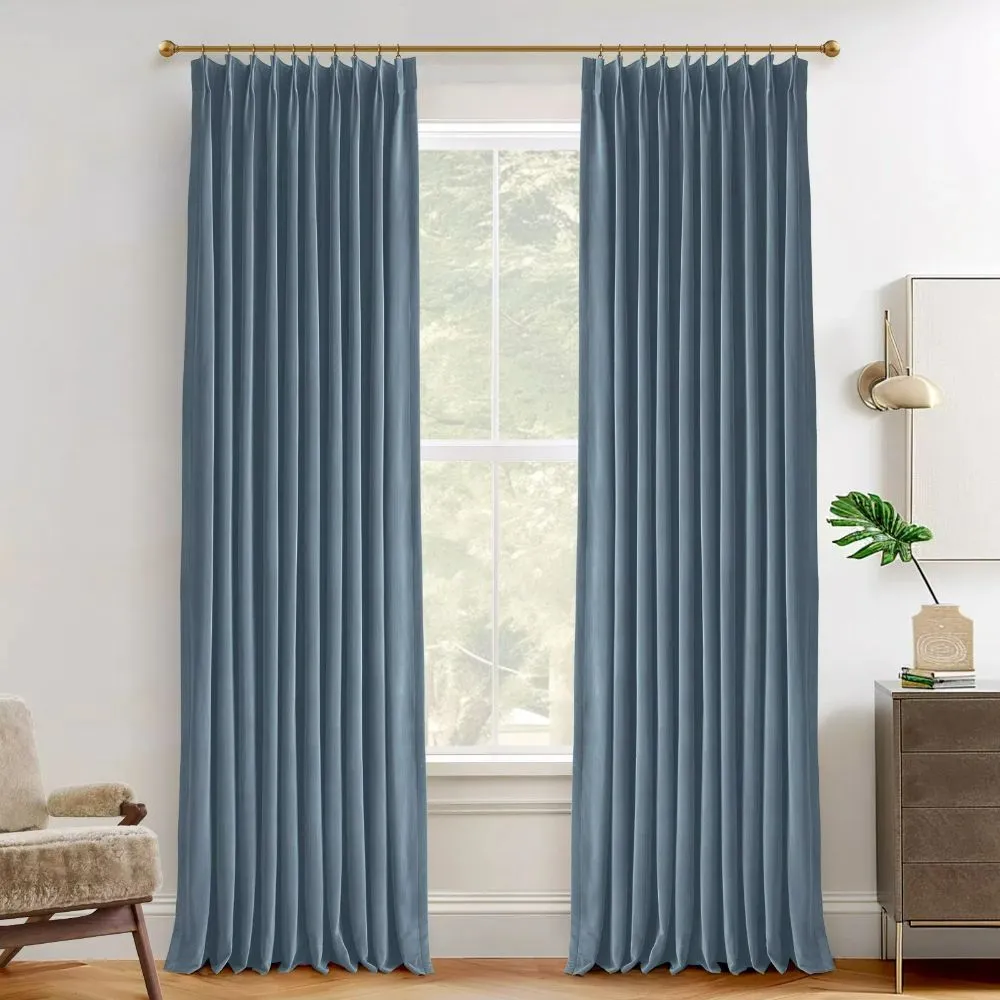 Vol Velvet Blackout Curtains Luxury Luster Custom Drapes Steel Gray | Pleated