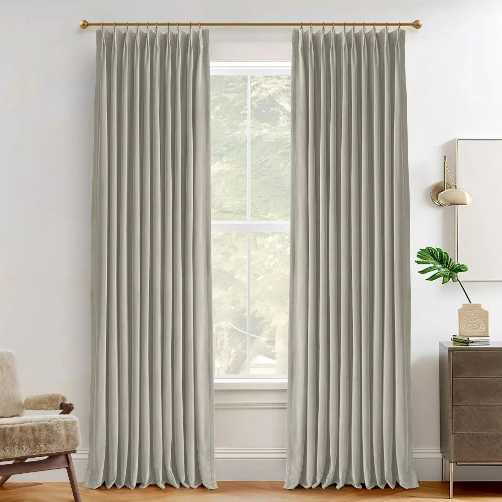 Vol Velvet Blackout Curtains Luxury Luster Custom Drapes Steel Gray | Pleated