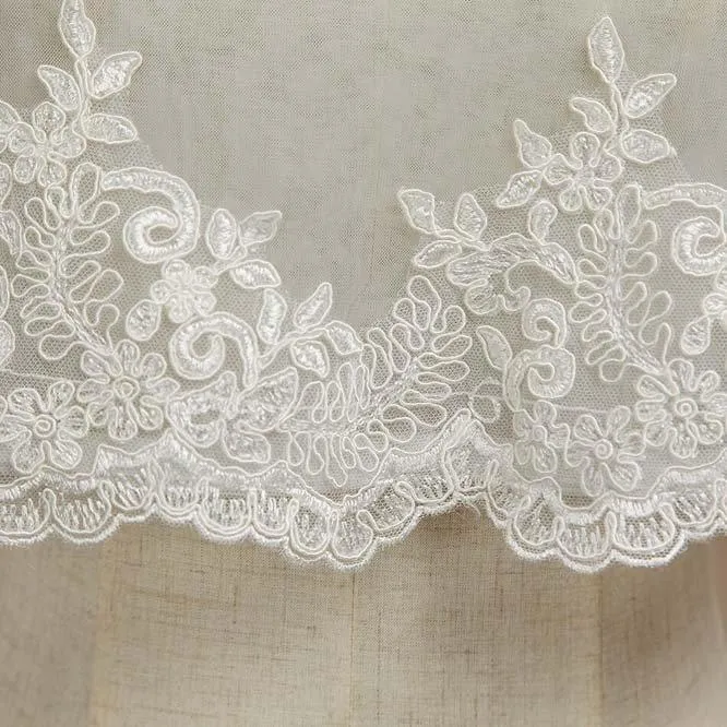 Women's Wrap Shrugs Shawls Tulle Wedding Party Appliques Flower Lace Wedding Capelets with Buttons