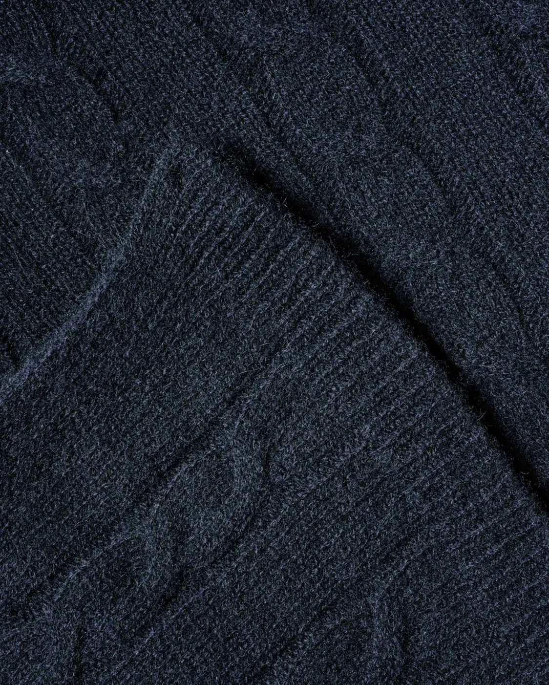 Womens's Pure Cashmere Cable Knit Poncho Navy Blue