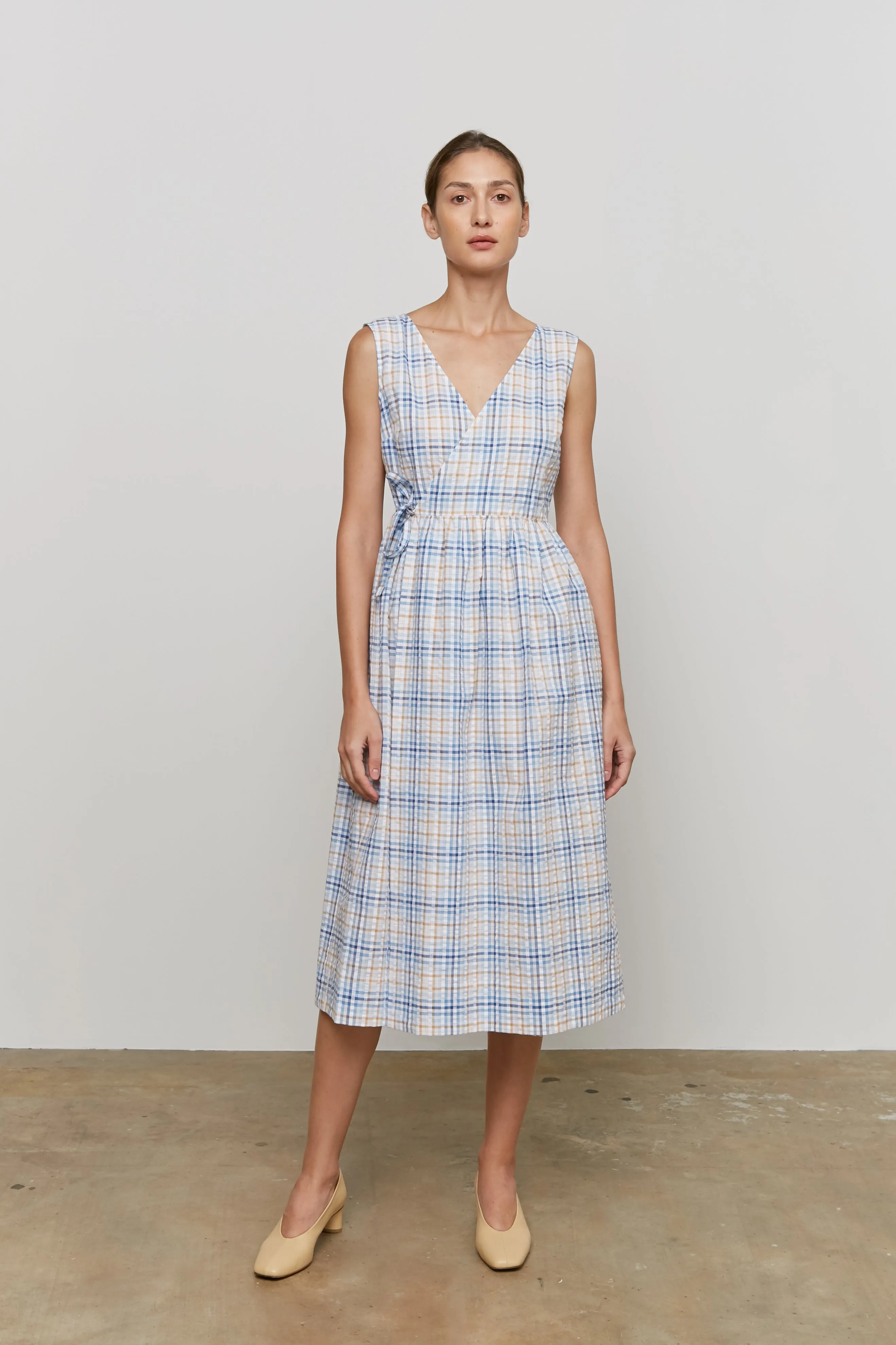 Wrap Dress -- Organic Cotton Seersucker