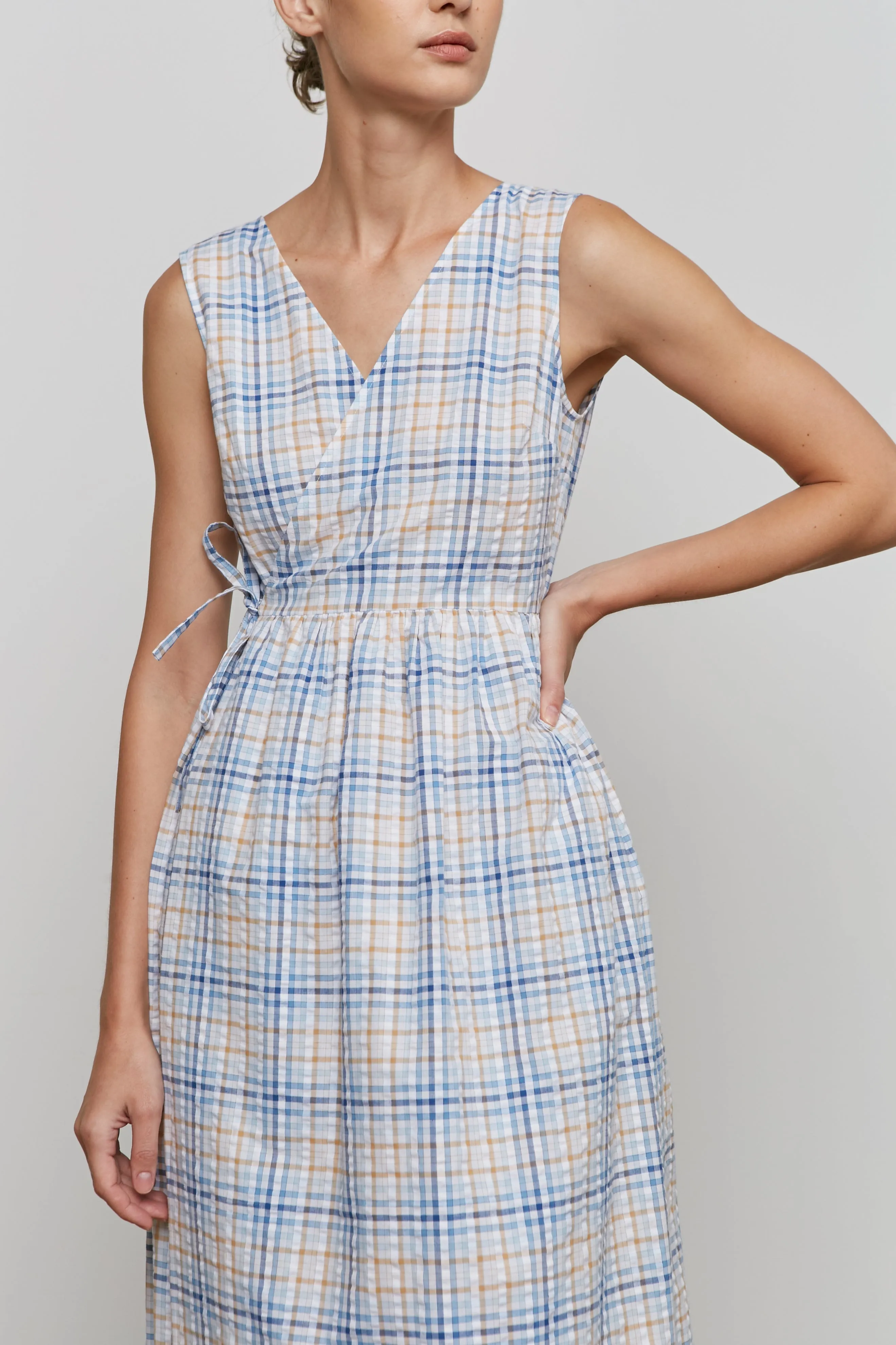 Wrap Dress -- Organic Cotton Seersucker